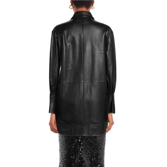 New Italian Leather Shirt Shacket Size S by Trussardi - Picture 4 of 14